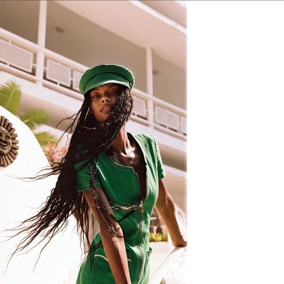 LACK OF COLOR LOLITA HAT CAP KELLY GREEN SUEDE LEATHER CAP HAT 70s RETRO SMALL main image 8